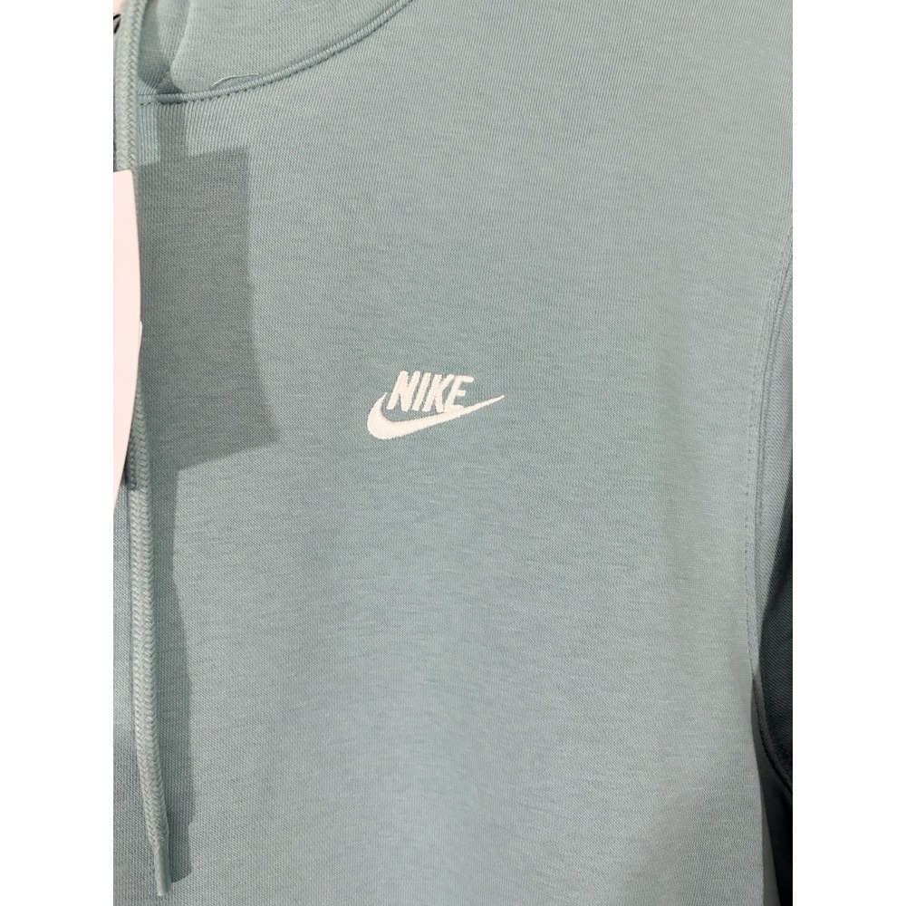 Nike Hoodie Club Fleece Long Sleeve Pullover Solid Green Logo MENS SMALL - Picture 2 of 8